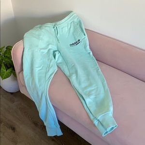 Turquoise adidas joggers